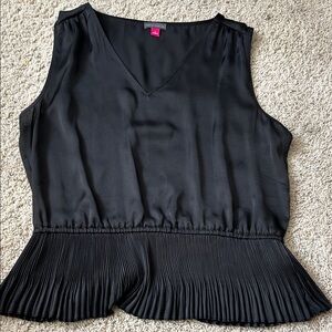 Vince Camuto Black Pleated Hem Blouse
